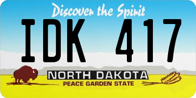 ND license plate IDK417