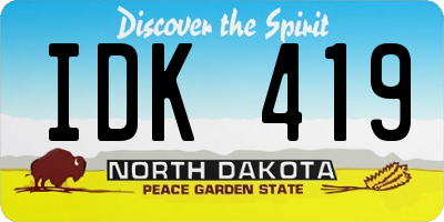 ND license plate IDK419