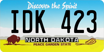 ND license plate IDK423