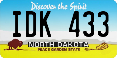 ND license plate IDK433