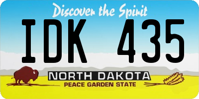 ND license plate IDK435