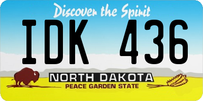 ND license plate IDK436