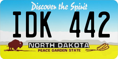 ND license plate IDK442