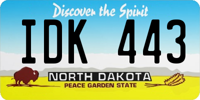 ND license plate IDK443