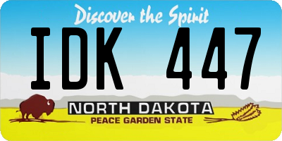 ND license plate IDK447