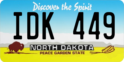 ND license plate IDK449