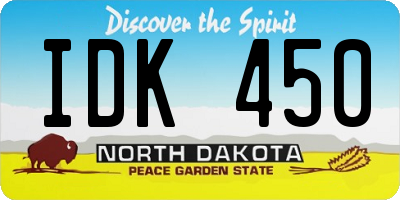 ND license plate IDK450