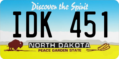 ND license plate IDK451