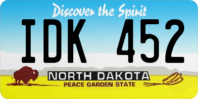 ND license plate IDK452
