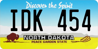ND license plate IDK454