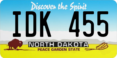 ND license plate IDK455