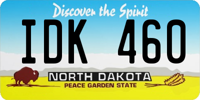 ND license plate IDK460