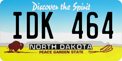 ND license plate IDK464