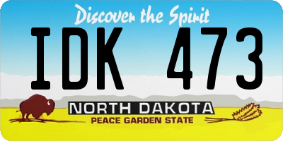 ND license plate IDK473