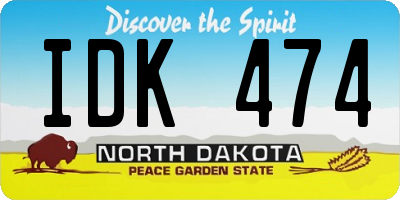 ND license plate IDK474