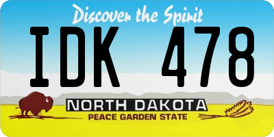 ND license plate IDK478