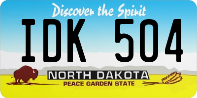 ND license plate IDK504