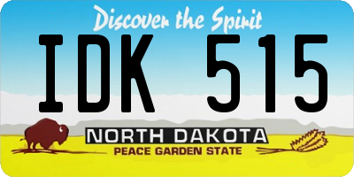 ND license plate IDK515