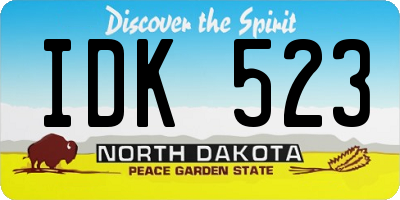 ND license plate IDK523