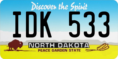 ND license plate IDK533