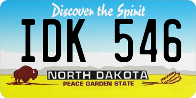 ND license plate IDK546