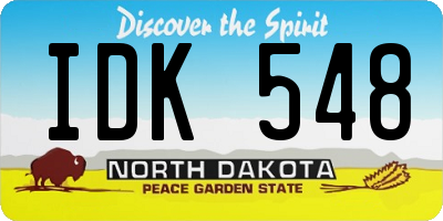 ND license plate IDK548