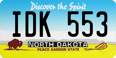 ND license plate IDK553