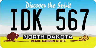 ND license plate IDK567