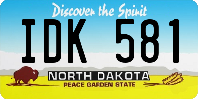 ND license plate IDK581