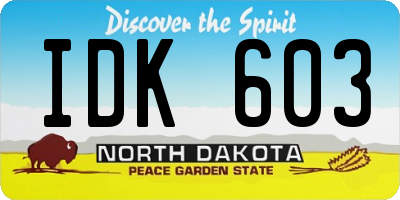 ND license plate IDK603