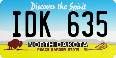 ND license plate IDK635