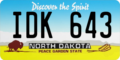 ND license plate IDK643