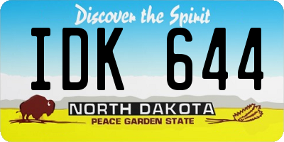 ND license plate IDK644