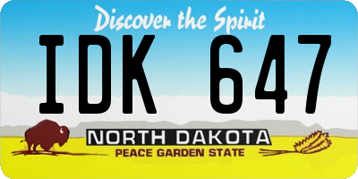 ND license plate IDK647