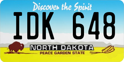 ND license plate IDK648