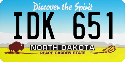 ND license plate IDK651
