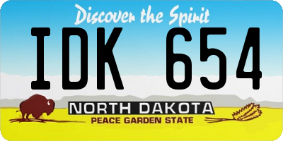 ND license plate IDK654