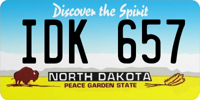 ND license plate IDK657