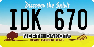 ND license plate IDK670