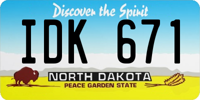 ND license plate IDK671