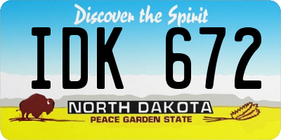 ND license plate IDK672