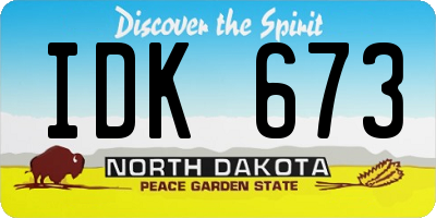 ND license plate IDK673