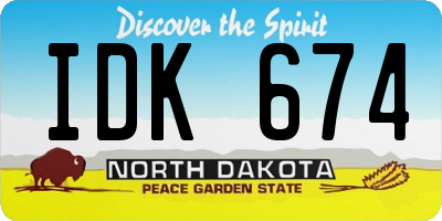 ND license plate IDK674