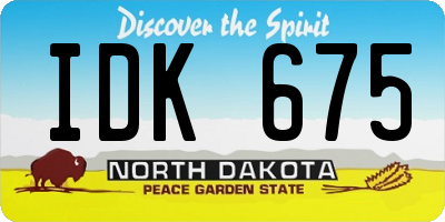 ND license plate IDK675