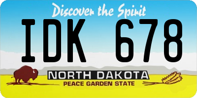 ND license plate IDK678