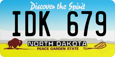 ND license plate IDK679