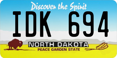 ND license plate IDK694