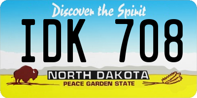 ND license plate IDK708