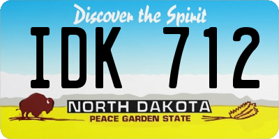 ND license plate IDK712