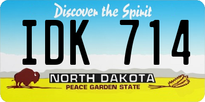 ND license plate IDK714